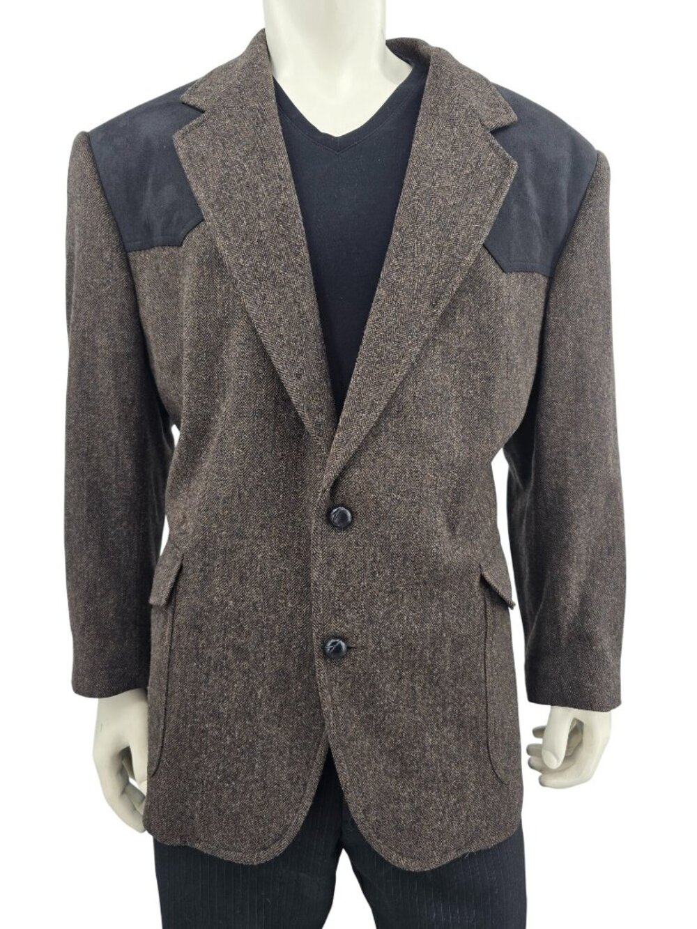 Pendleton Mens Wool Brown Herringbone Western Blazer Size 48 - Picture 9 of 9
